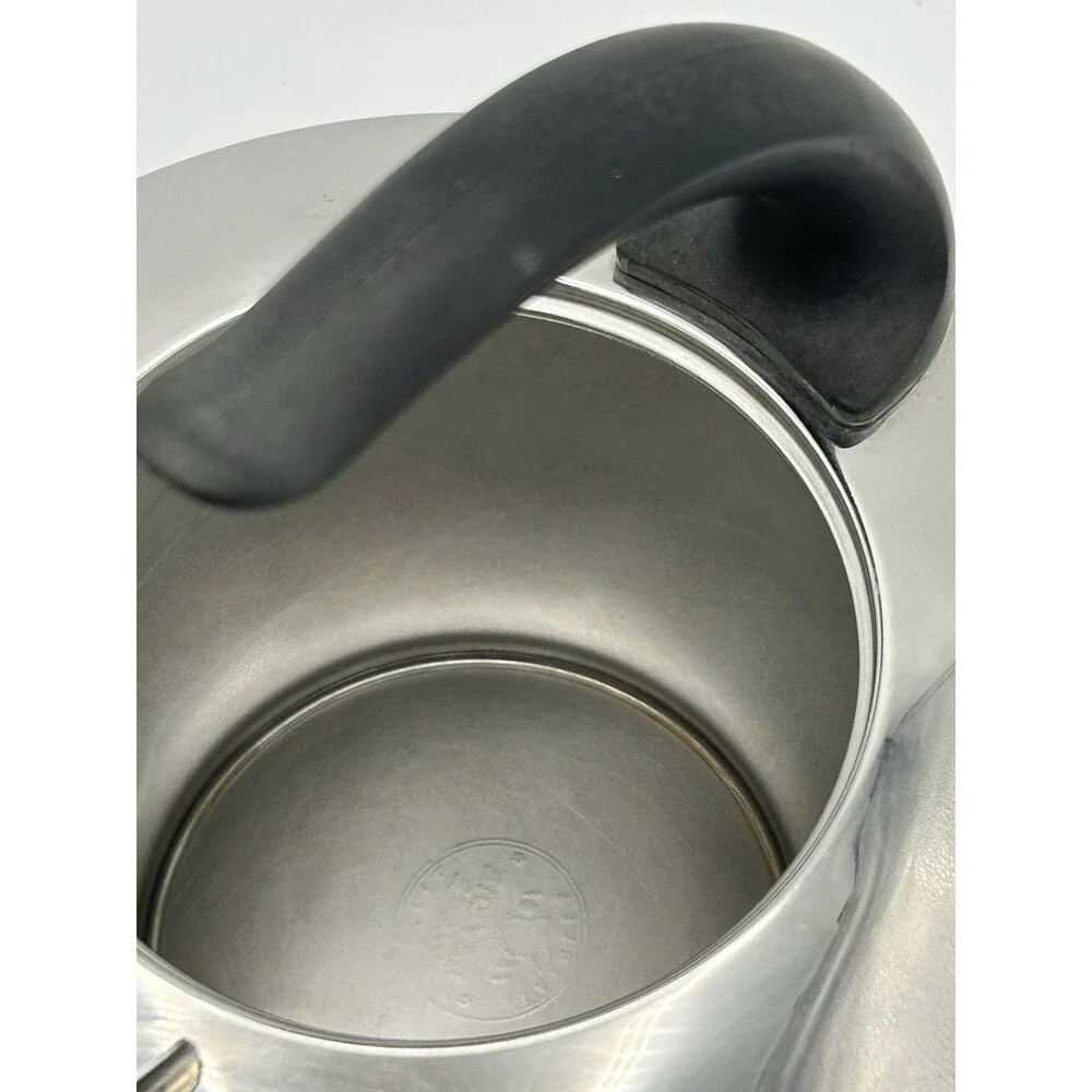 Vintage Revere Ware 1801 Stainless Steel Tea Pot Kettle with Cat Tail Handle MCM